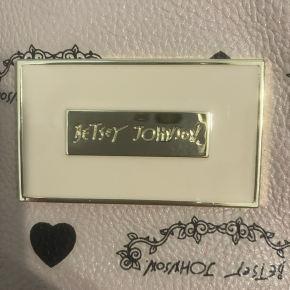 Betsey Johnson Cream and Black Shoulder Bag with stars, hearts & Monogram Design - Picture 2 of 5